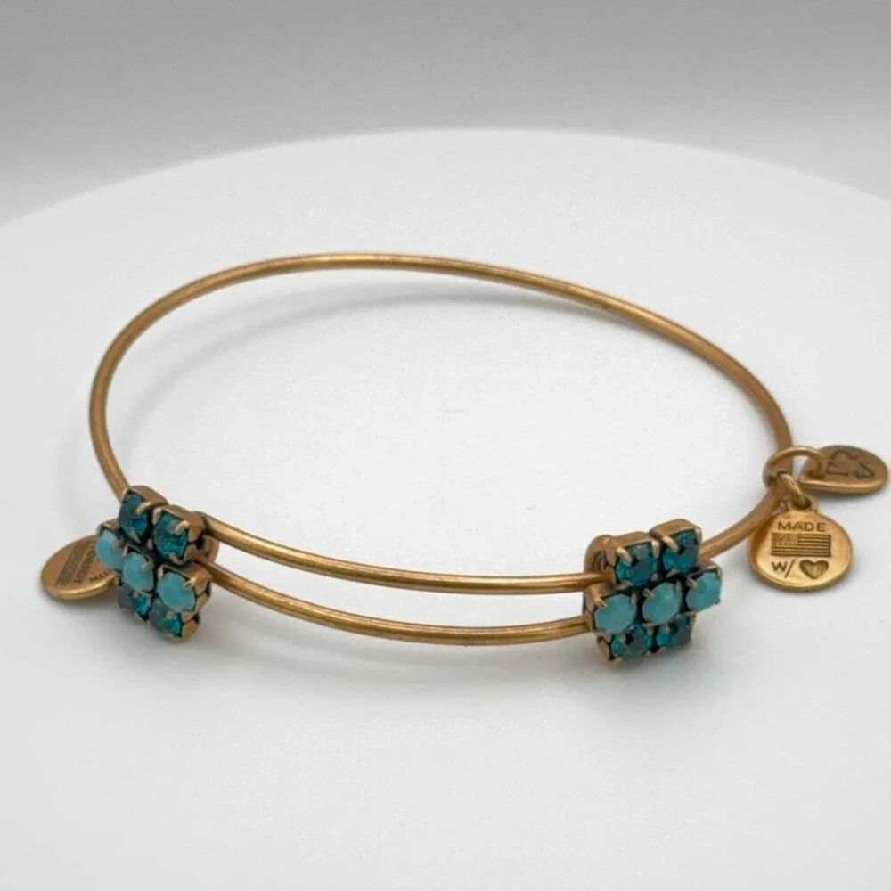 Alex and Ani Aqua Sparkler Beaded Bangle